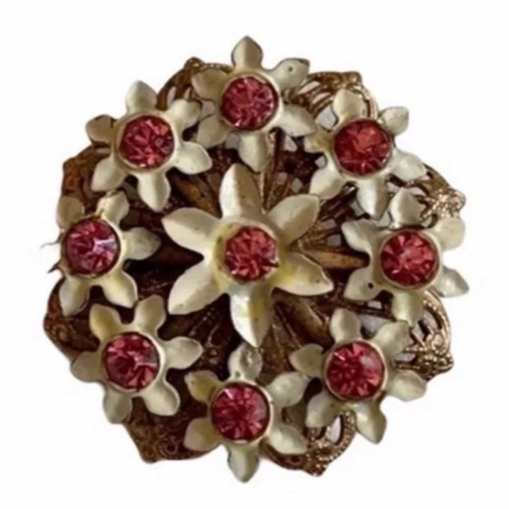 Garnet Enamel Brooch Vintage